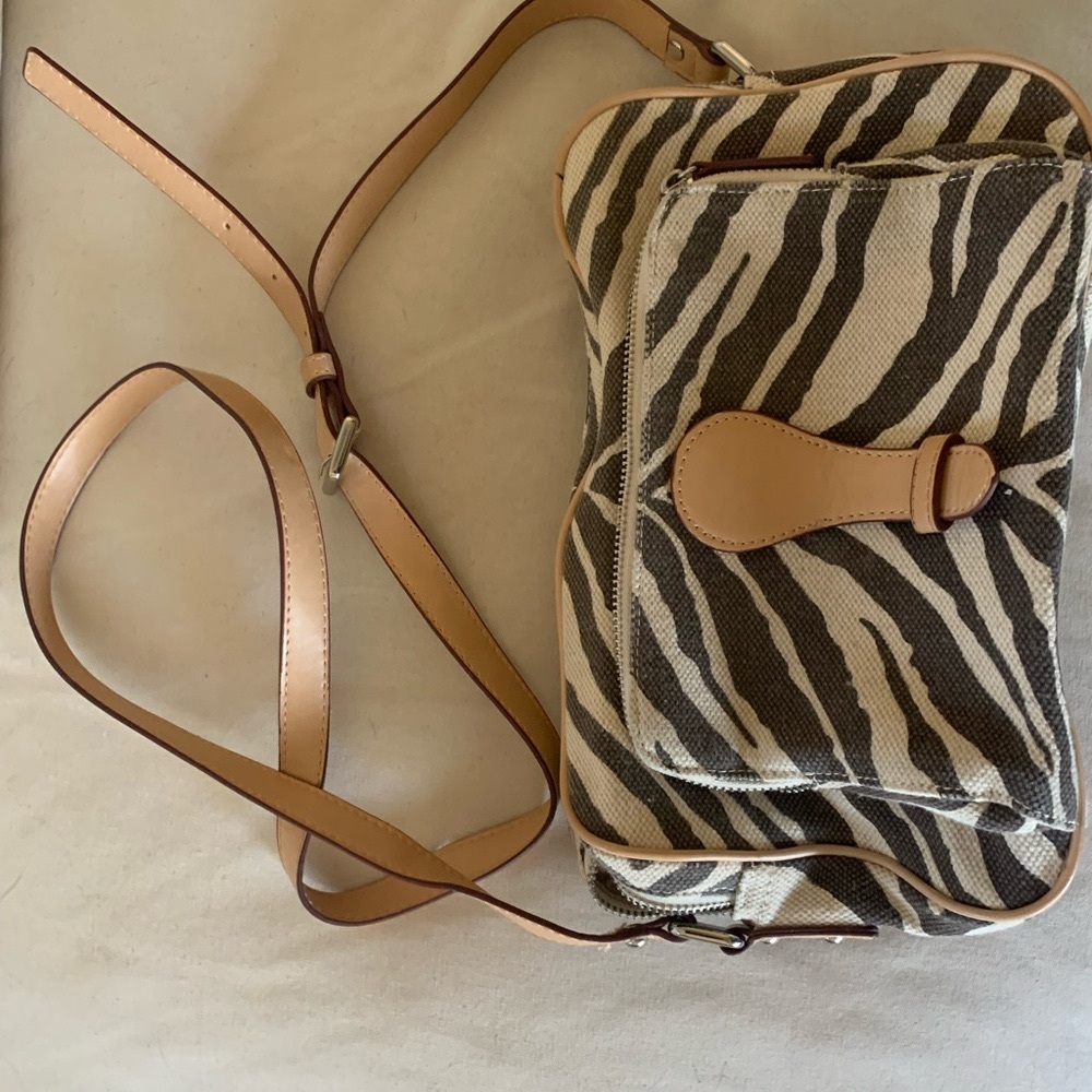 Chico’s zebra purse: canvas and faux leather